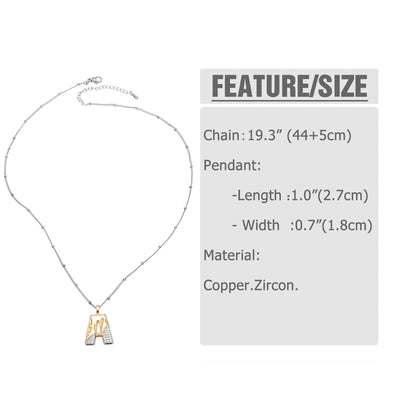 Jewelry Modern Style Simple Style letter 201 Stainless Steel Copper Zircon 18K Gold Plated Mixed Metal Inlay Pendant Necklace