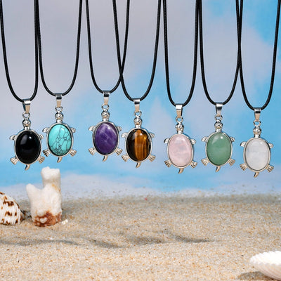 Elegant Simple Style Animal natural stone Leather rope Natural Stone  Pendant Necklace In Bulk