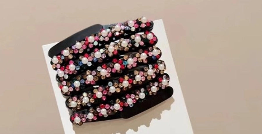 Women's Sweet Shiny Flower Arylic Inlay Rhinestones Pearl Hair Band