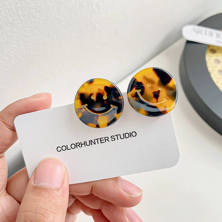 cartoon style Smile face acetic acid sheets printing hair clip