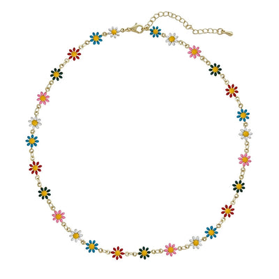 Copper Enamel Plating Daisy Necklace