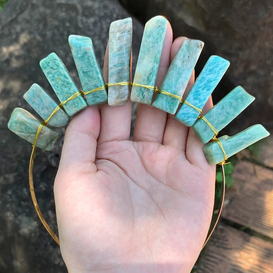 Women's Vacation Ethnic Style Geometric Alloy natural stone Knitting Hair Band