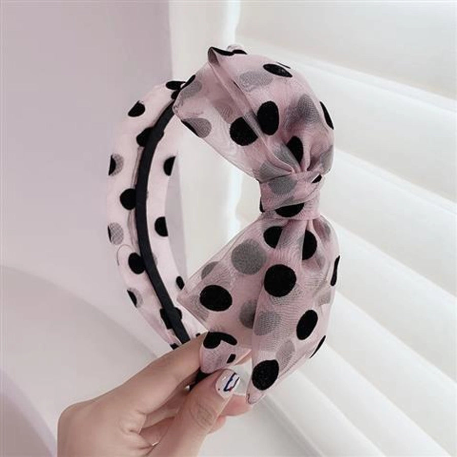 Elegant niche polka dot bow headband female versatile internet celebrity  outing hair band Sweet wide-brimmed simple headband