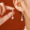 1 Pair Glam Shiny Water Droplets Inlay Copper Glass Rhodium Plated Drop Earrings