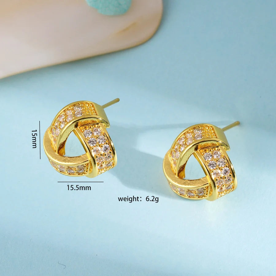 Jewelry IG Style Geometric 304 Stainless Steel Copper Zircon Inlay Earrings Necklace