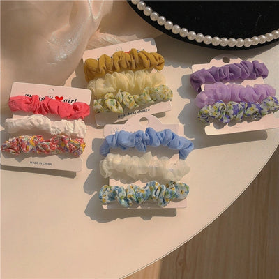 fashion flower cloth pleated hair tie 3 pieces