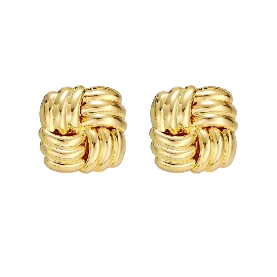 1 Pair Exaggerated Square Stripe Plating Alloy Gold Plated Ear Studs