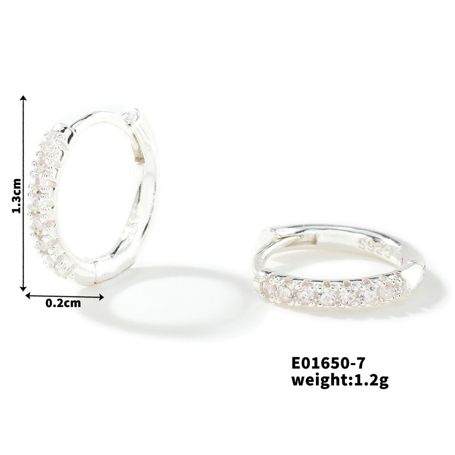 1 Pair Casual Elegant Lady Round Inlay Copper Zircon Rhodium Plated Earrings