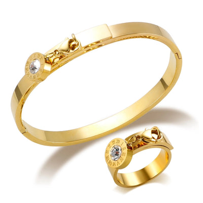 Jewelry Marine Style Roman Numeral Shell Titanium Steel Jewelry Set