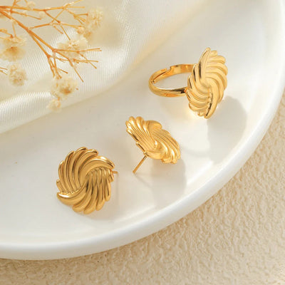 Jewelry Casual Simple Style Classic Style Irregular 304 Stainless Steel 14K Gold Plated Rings Earrings Jewelry Set