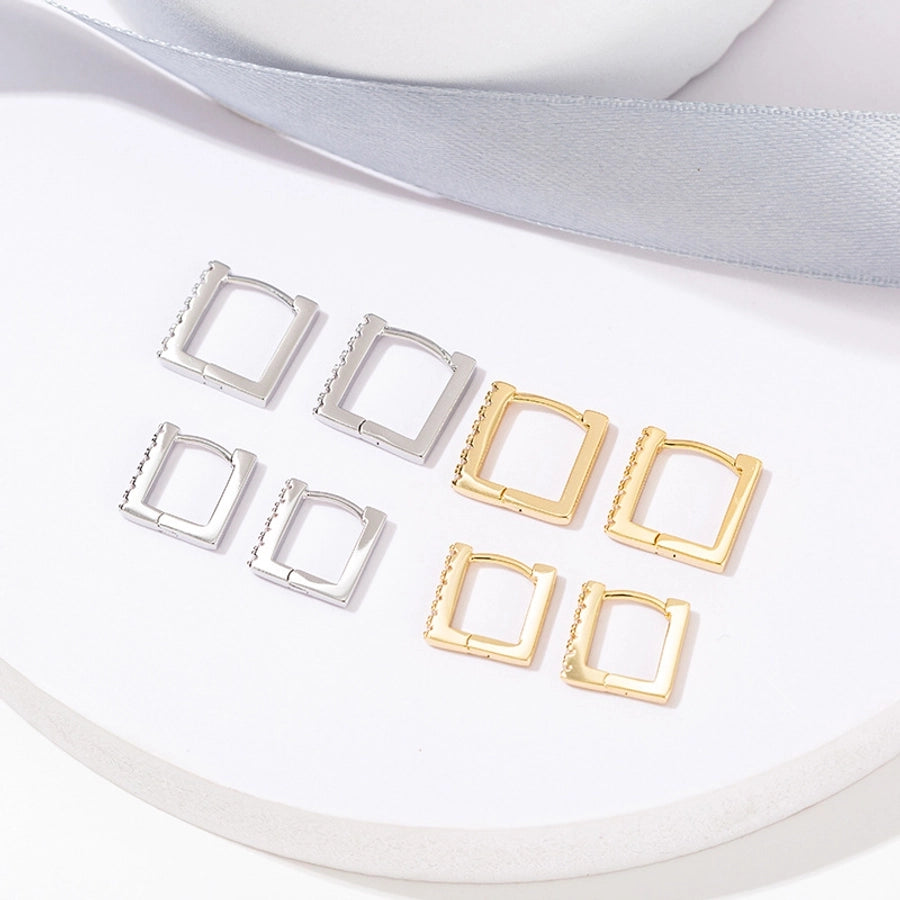 1 Pair Simple Style Geometric Copper Zircon Earrings