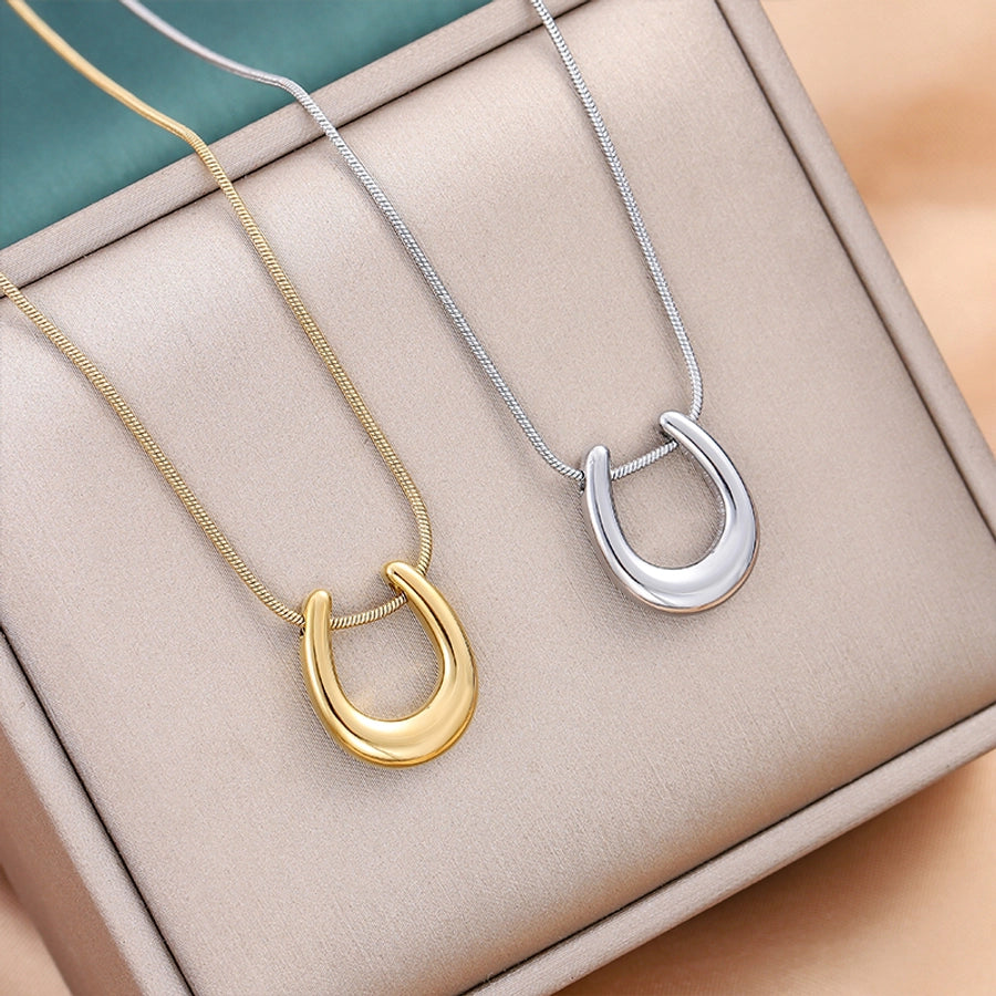 Jewelry Cute Queen Bridal Geometric 316L Stainless Steel  18K Gold Plated Pendant Necklace