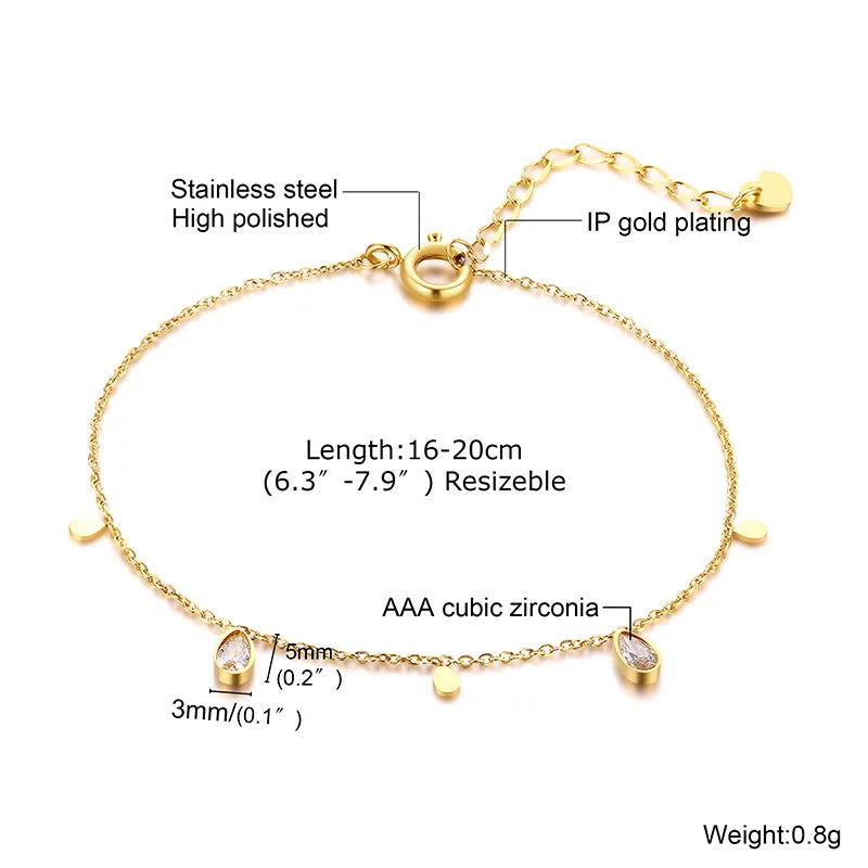IG Style Korean Style Round Heart Shape Flower 304 Stainless Steel 18K Gold Plated Zircon Bracelets In Bulk
