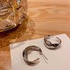 retro c shape solid color metal plating women's earrings 1 pair