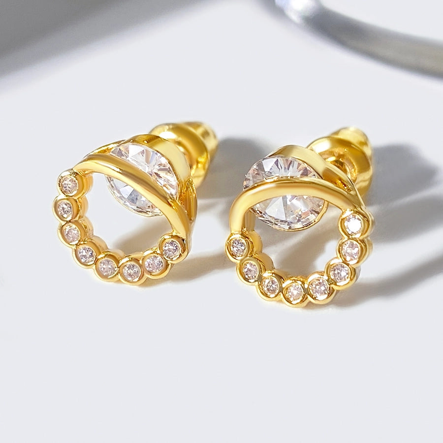 1 Pair Retro Geometric Plating Inlay Copper Zircon Zircon Ear Studs
