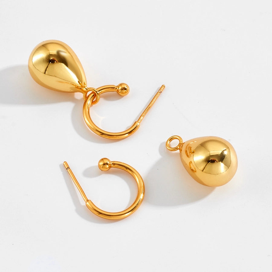 1 Pair IG Style Simple Style Water Droplets Brass 18K Gold Plated Drop Earrings