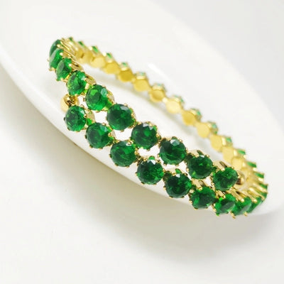 Elegant Solid Color 304 Stainless Steel 18K Gold Plated Zircon Bangle In Bulk