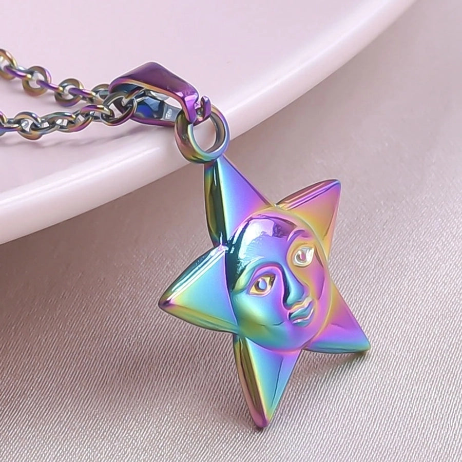 Jewelry Simple Style Pentagram 304 Stainless Steel Plating Pendant Necklace