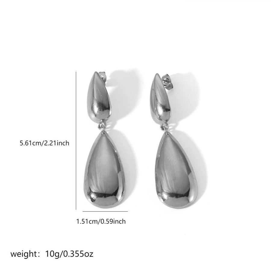 1 Pair Elegant Water Droplets Mixed Metal Plating 304 Stainless Steel 18K Gold Plated Drop Earrings
