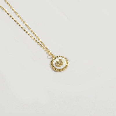 Shell Copper 14K Gold Plated Inlay Heart Shape Butterfly Zircon Pendant Necklace