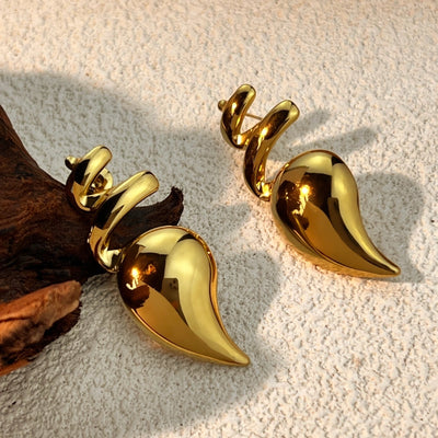 1 Pair Elegant Water Droplets Plating 304 Stainless Steel 18K Gold Plated Ear Studs