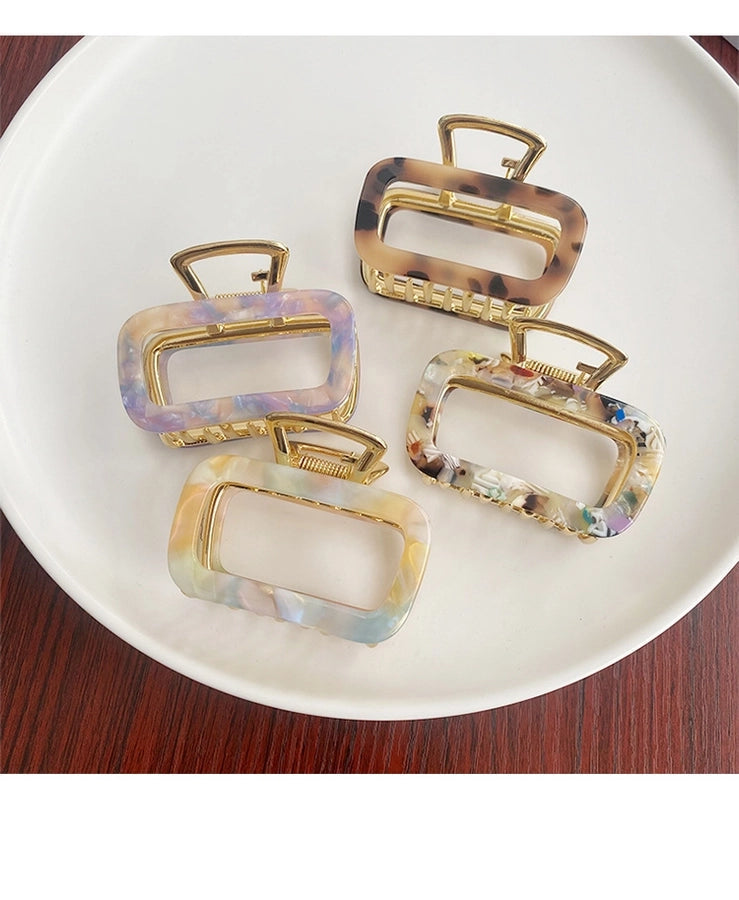 women's simple style solid color alloy plating hair claws