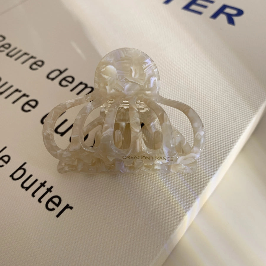 Women's Casual Simple Style Marble Shell Acetic acid sheets Hollow Out Hair Claws