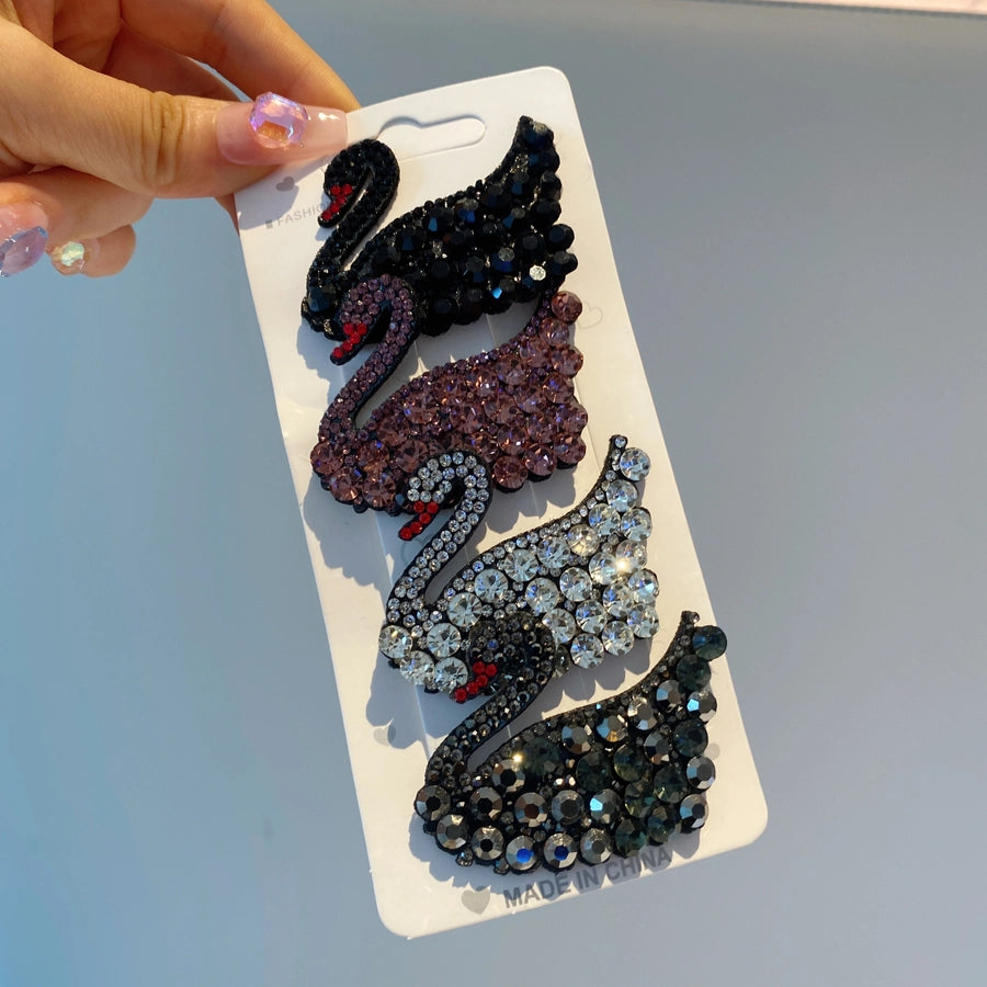 retro heart shape plastic resin inlay rhinestones hair clip