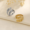 Jewelry Elegant Leaves Feather 304 Stainless Steel Open Rings