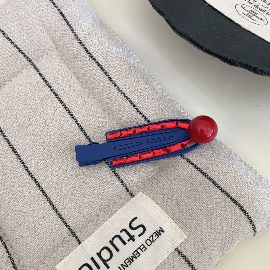 Simple Red Bean Metal Barrettes Advanced Retro Easy Matching BB Clip Elegant Girl Side Bang Clip Duckbill Clip