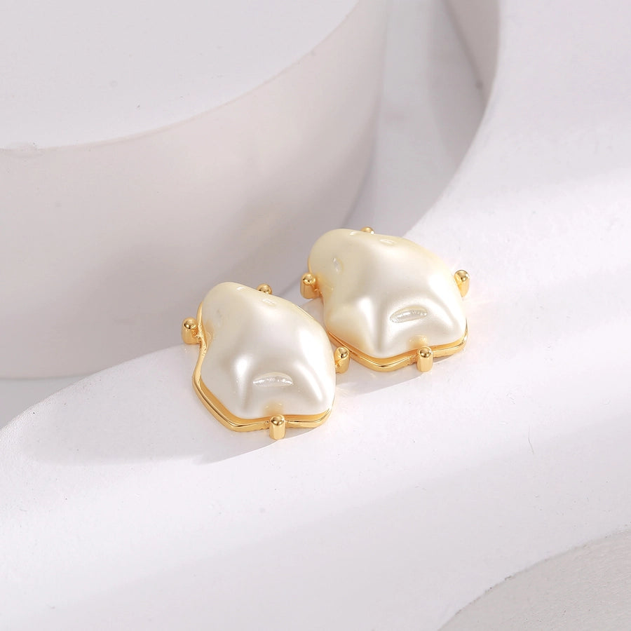 Gao Ding series Baroque special-shaped pearl earrings s925 silver needle temperament elegant personality retro earrings