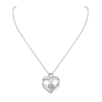Copper Inlay Heart Shape Zircon Pendant Necklace