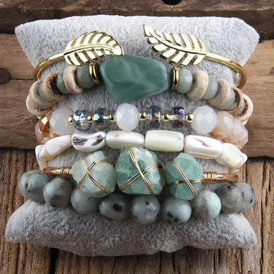 Retro Geometric natural stone Beaded Chain Bracelets In Bulk