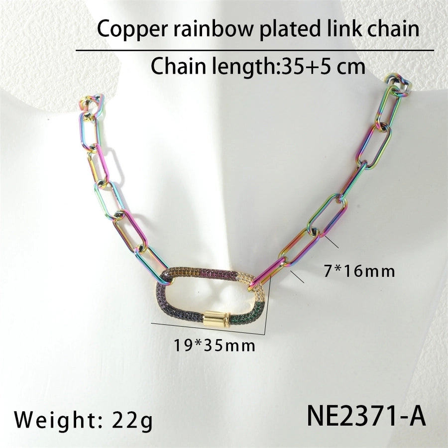 Jewelry Hip-Hop Geometric Copper Zircon Necklace