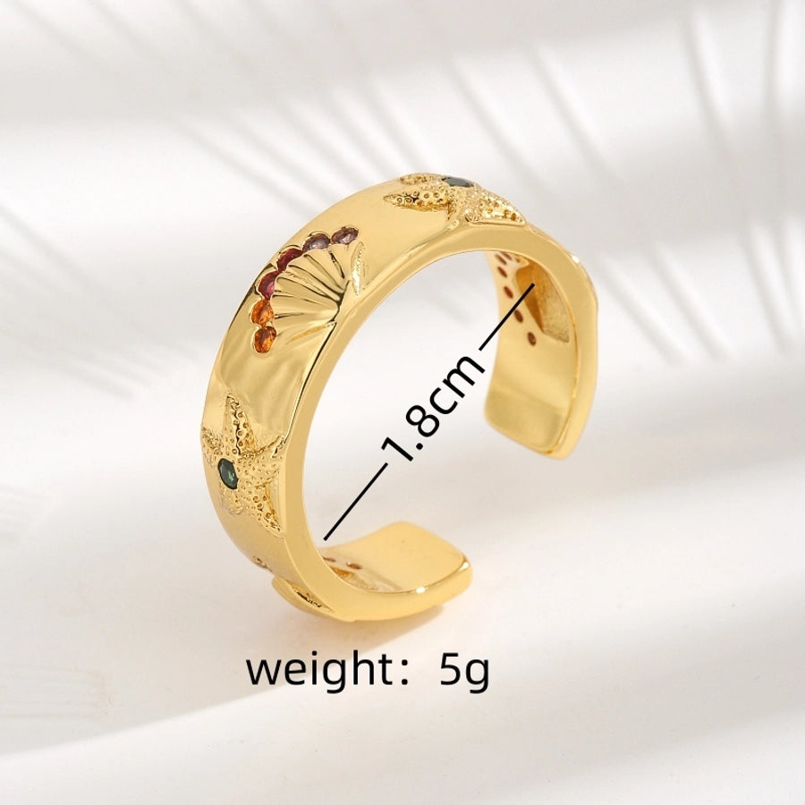 Jewelry Casual Simple Style Geometric Copper Zircon 18K Gold Plated Open Rings