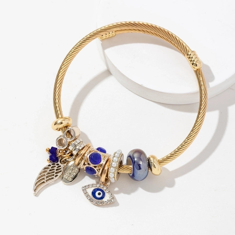 Retro Lady Eye 304 Stainless Steel Alloy Artificial Crystal Bangle In Bulk