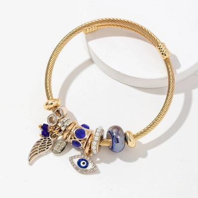 Retro Lady Eye 304 Stainless Steel Alloy Artificial Crystal Bangle In Bulk