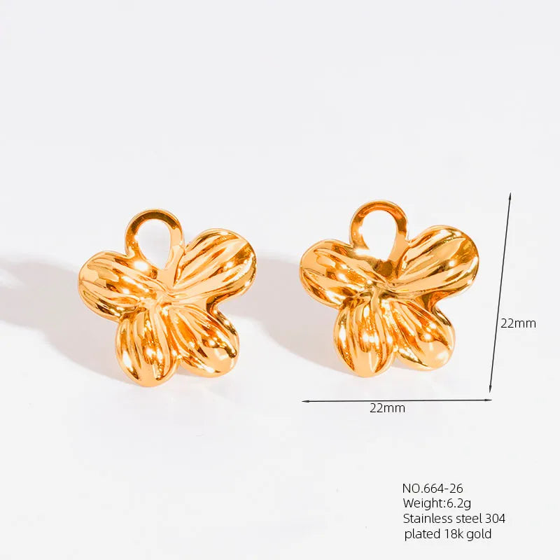 1 Pair Retro French Style Classic Style Geometric Flower 304 Stainless Steel Artificial Pearls 18K Gold Plated Imitation Gold  Ear Studs