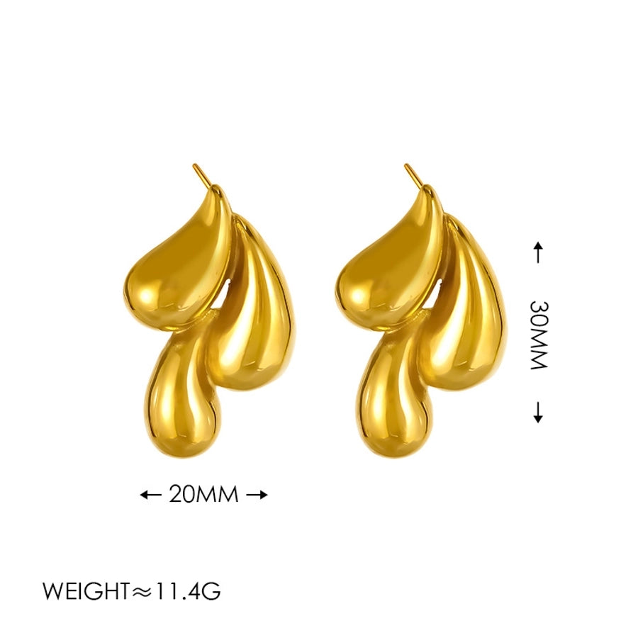 1 Pair Elegant Vintage Style Simple Style Water Droplets Copper 18K Gold Plated Ear Studs