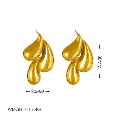 1 Pair Elegant Vintage Style Simple Style Water Droplets Copper 18K Gold Plated Ear Studs
