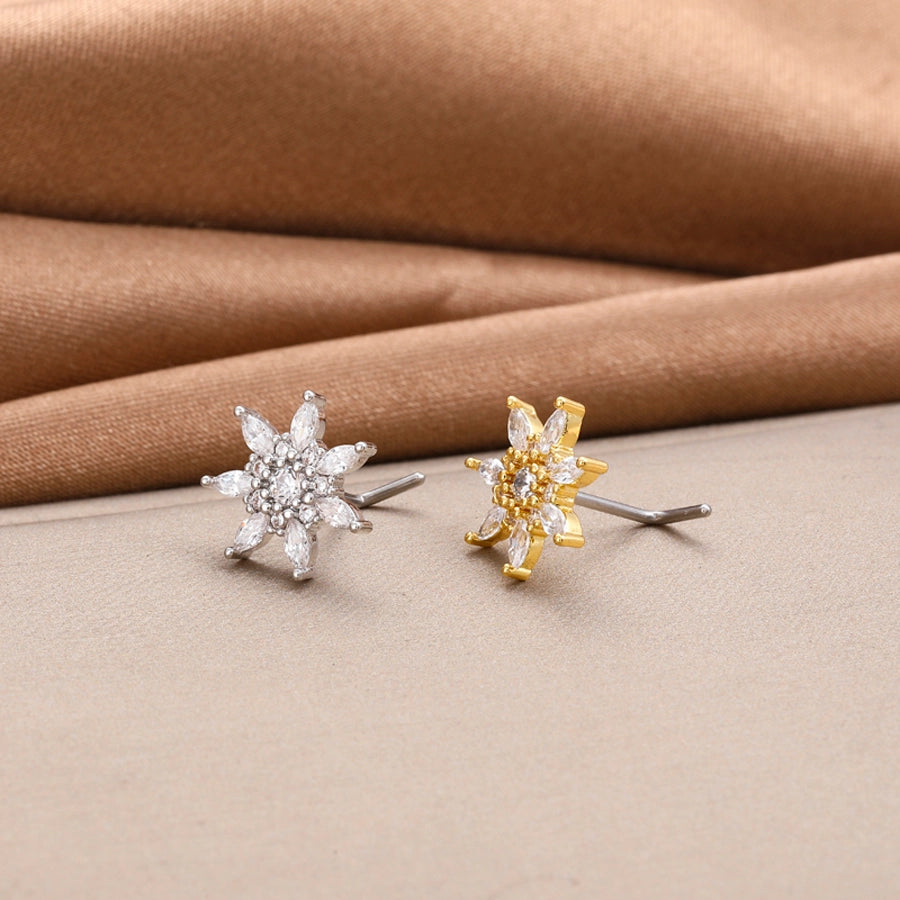 1 Piece Nose Rings & Studs Classic Style Cross Butterfly Copper Polishing Plating Zircon 18K Gold Plated Nose Rings & Studs