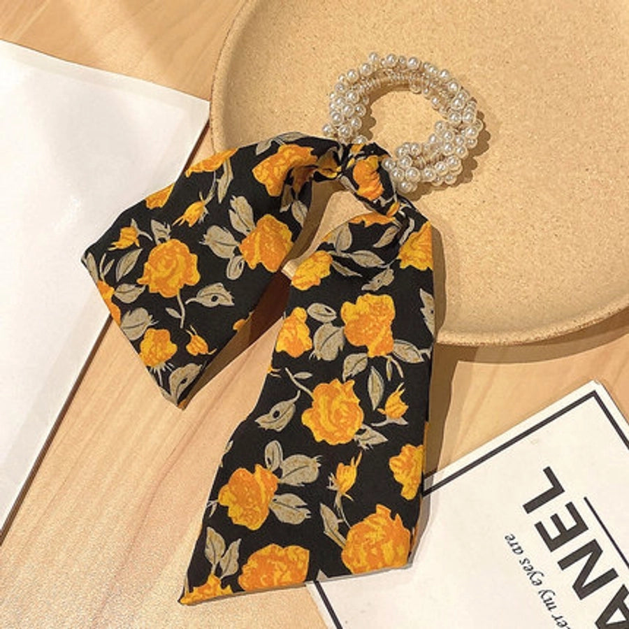 Women's Simple Style Classic Style Solid Color Cloth Baroque Pearls Hair Tie