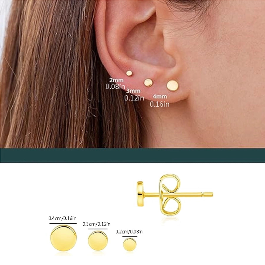 3 Pairs Simple Style Commute Solid Color 304 Stainless Steel Ear Studs