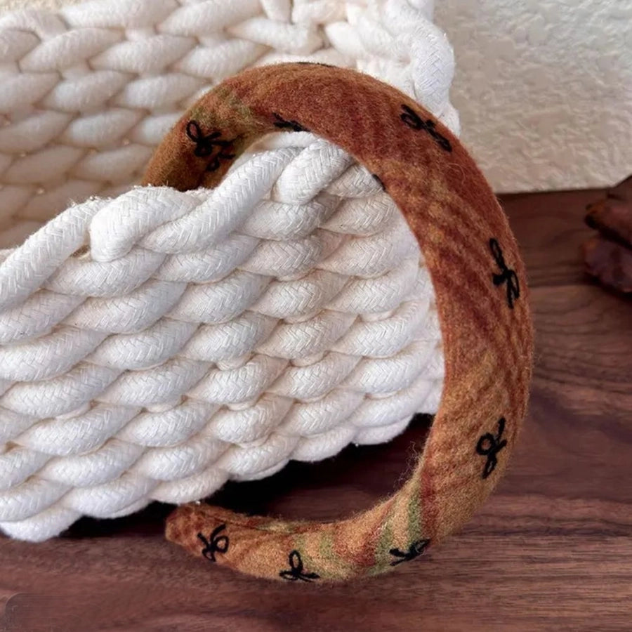 Women's Classical Retro Lattice woolen Fabric Hair Band