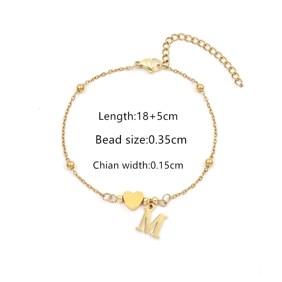 Casual Simple Style Classic Style Letter Heart Shape 201 Stainless Steel 304 Stainless Steel Bracelets In Bulk