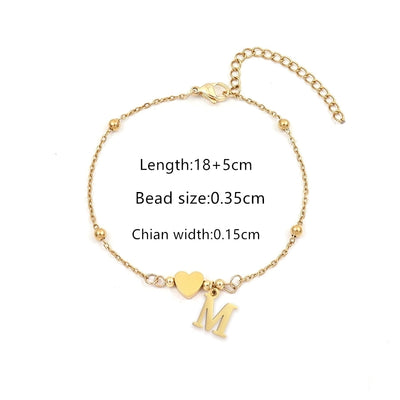 Casual Simple Style Classic Style Letter Heart Shape 201 Stainless Steel 304 Stainless Steel Bracelets In Bulk