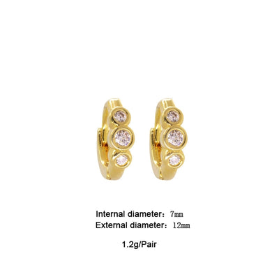 1 Pair Simple Style Geometric Inlay Copper Zircon Gold Plated Ear Studs