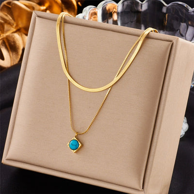Jewelry Lady Geometric Titanium Steel Zircon Plating Necklace
