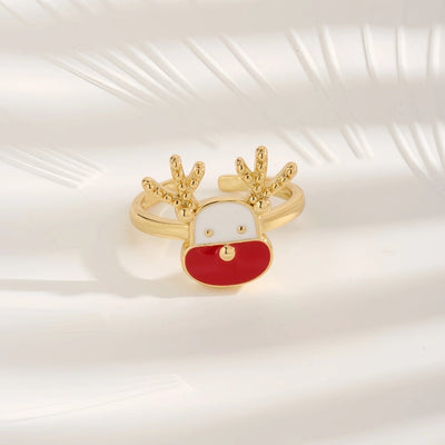 Copper 18K Gold Plated Inlay Elk Zircon Rings