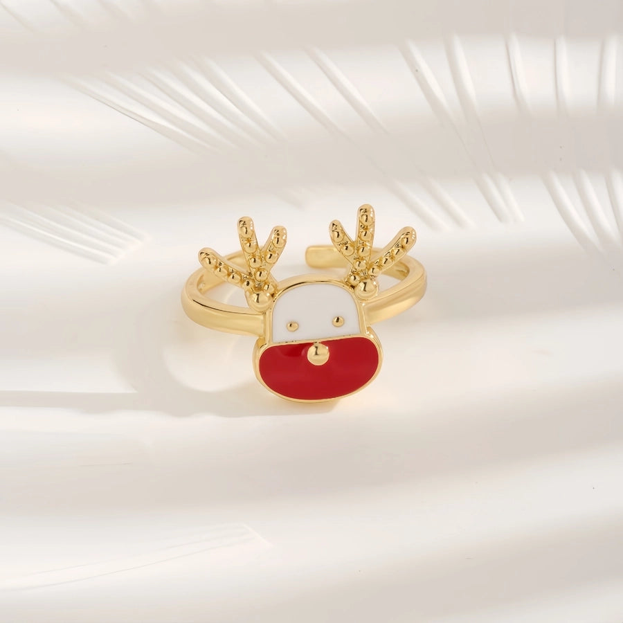 Copper 18K Gold Plated Inlay Elk Zircon Rings